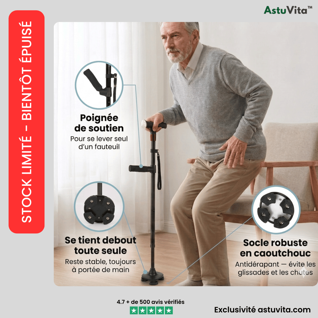 La canne qui aide à vous lever seul et marcher sans peur de tomber - Astuvita