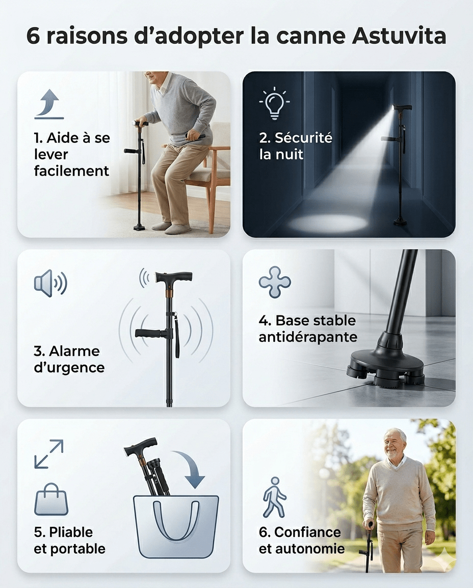 Utilisatrice satisfaite de la Canne Astuvita