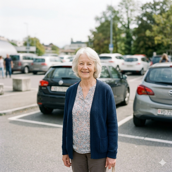 Cliente Astuvita utilisant la poignée d'assistance voiture sur le parking